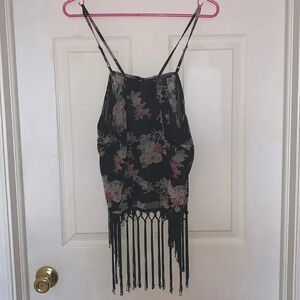 Forever21 sheer fringe tank